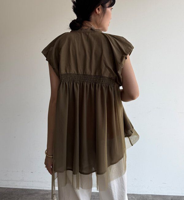  「【WEB限定】チュールドッキングノースリーブブルゾン」|ブルゾン・スタジャン|