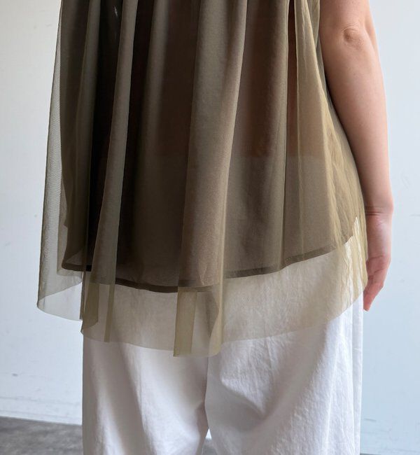  「【WEB限定】チュールドッキングノースリーブブルゾン」|ブルゾン・スタジャン|