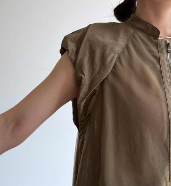  「【WEB限定】チュールドッキングノースリーブブルゾン」|ブルゾン・スタジャン|