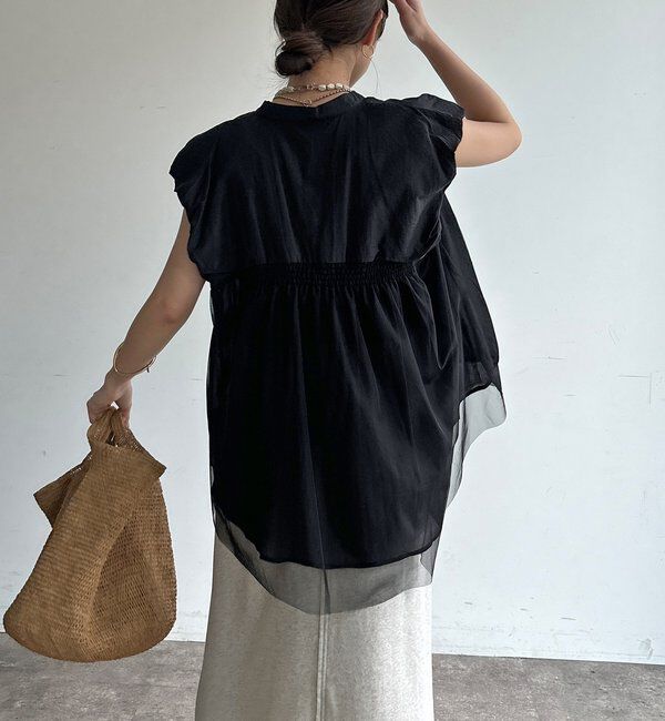  「【WEB限定】チュールドッキングノースリーブブルゾン」|ブルゾン・スタジャン|