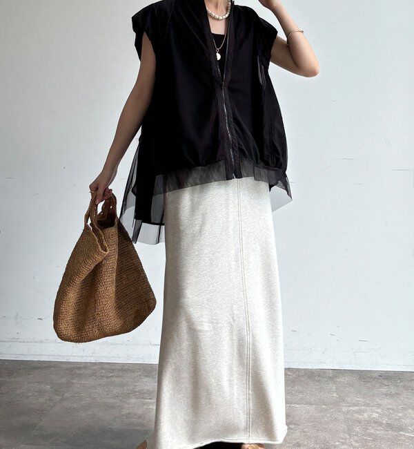  「【WEB限定】チュールドッキングノースリーブブルゾン」|ブルゾン・スタジャン|