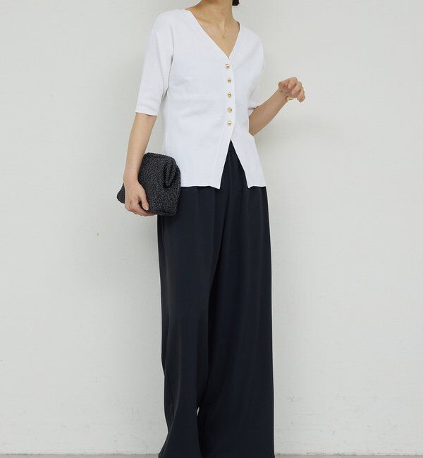  「【手洗い可】ペプラムニットカーデ」|ニット・セーター|ホワイト