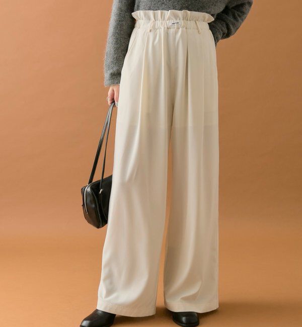  「【オールシーズン対応/WEB限定アイボリー】フリルイージーパンツ」|チノ|