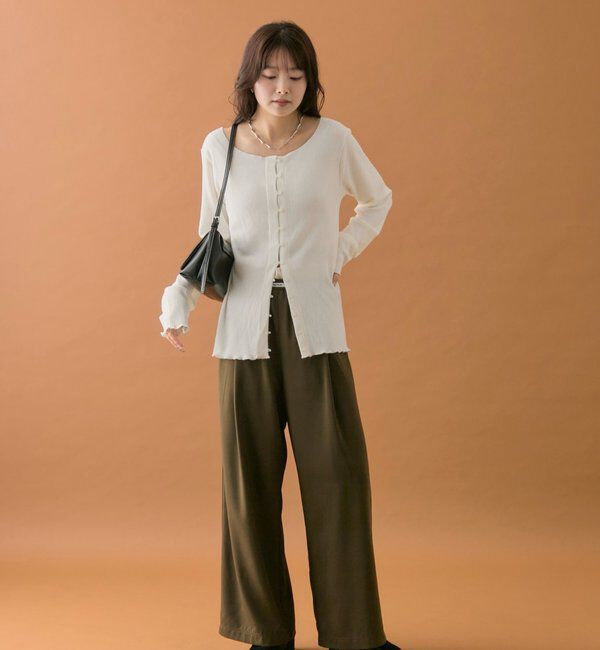  「【オールシーズン対応/WEB限定アイボリー】フリルイージーパンツ」|チノ|