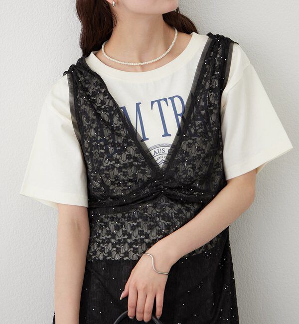  「シャイニーレースタンクワンピ」|Tシャツ・カットソー|