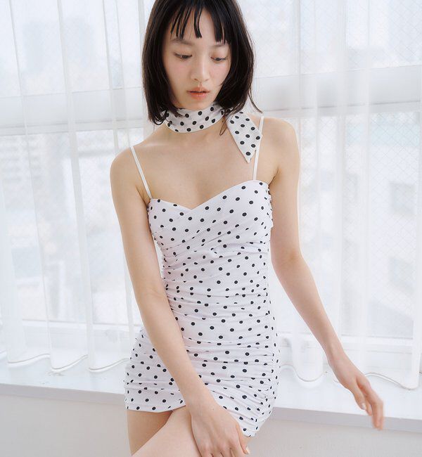  「クロスギャザーミニワンピスイムウェア」|ビキニ|