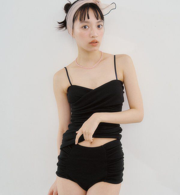  「クロスギャザーミニワンピスイムウェア」|ビキニ|