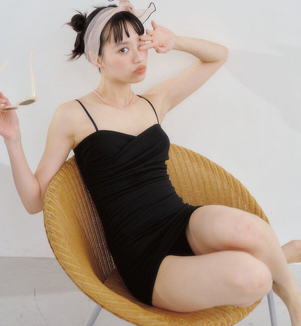  「クロスギャザーミニワンピスイムウェア」|ビキニ|