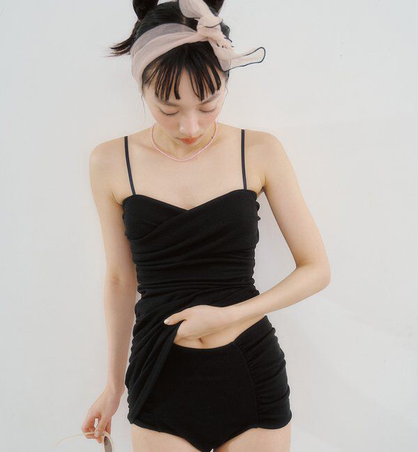  「クロスギャザーミニワンピスイムウェア」|ビキニ|