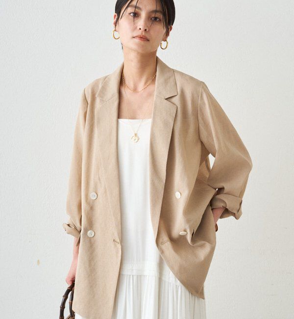  「リネンライクシアージャケット」|ベスト・ジレ|ベージュ