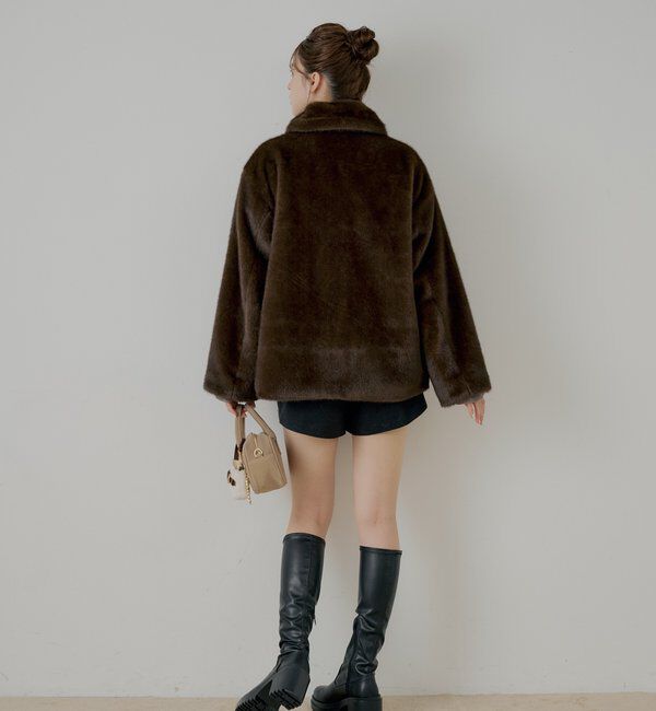  「金釦ミディアム丈ファーコート」|その他|