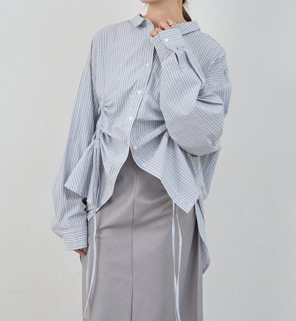  「ストライプギャザーブラウス」|シャツ・ブラウス|