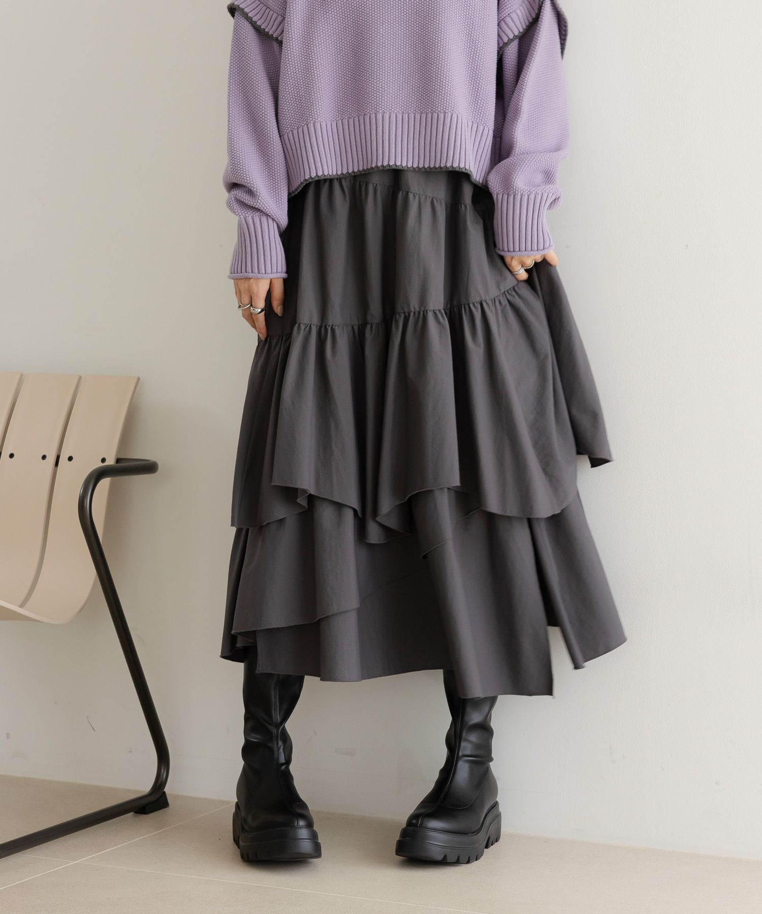 LOWRYS FARM「ティアードイレヘムスカート」|スカート|GRY8