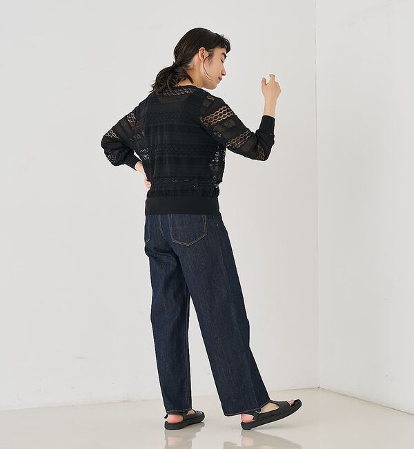 collex「レーシー柄クルーネックニットカーディガン【予約】」|カーディガン|