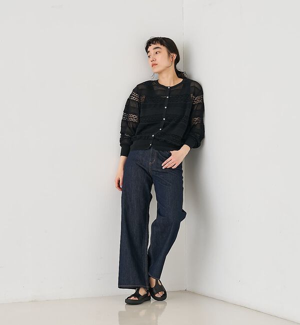 collex「レーシー柄クルーネックニットカーディガン【予約】」|カーディガン|