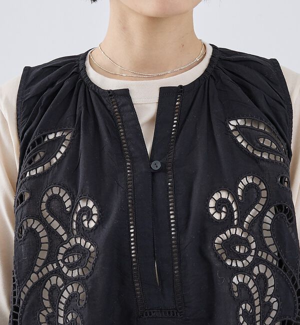 collex「カットワーク刺繍サイドリボンベスト【予約】」|ベスト・ジレ|