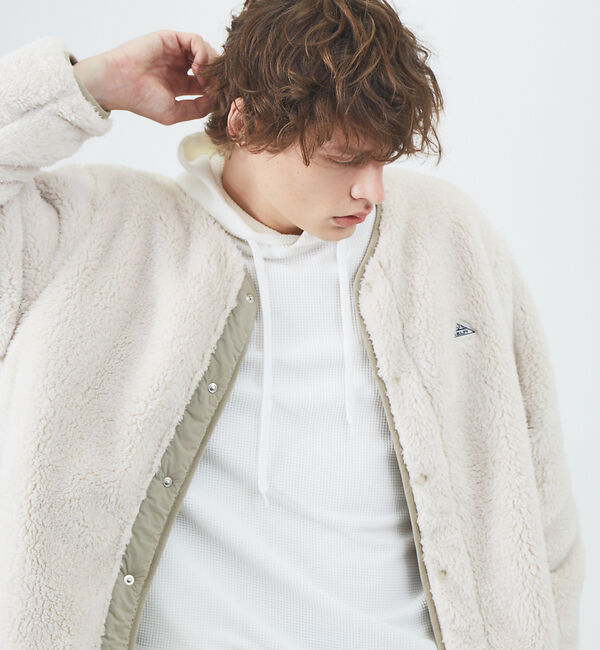 ABAHOUSE「【KELTY / ケルティ】別注 ノーカラー フリース ボア オーバーサイズ ブ」|ブルゾン・スタジャン|