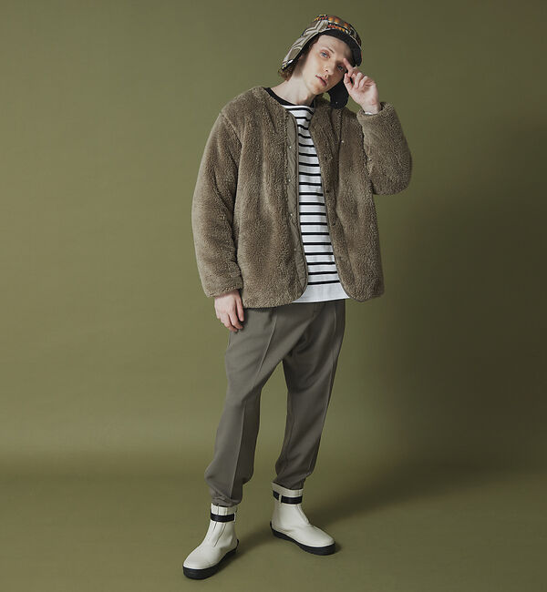 ABAHOUSE「【KELTY / ケルティ】別注 ノーカラー フリース ボア オーバーサイズ ブ」|ブルゾン・スタジャン|