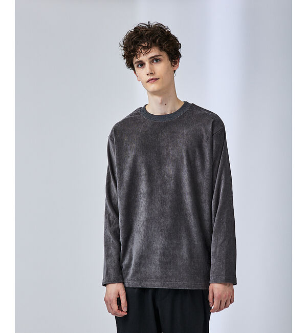 ABAHOUSE「【ベロア&times;コール】リラックス カットソー / スウェット」|Tシャツ・カットソー|グレー