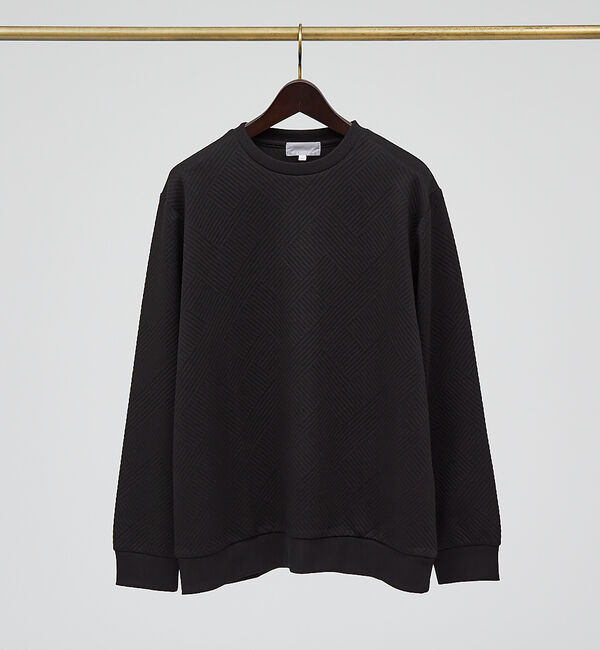 ABAHOUSE「【ジオメトリック柄 】プルオーバー / 長袖カットソー」|Tシャツ・カットソー|ブラック