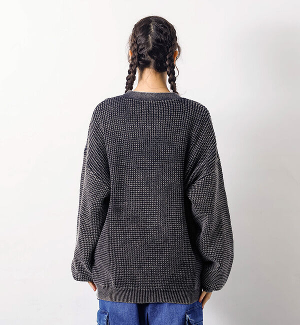 ABAHOUSE「【Revo.レボ】パウダーブリーチ加工ワッフルコットンニットカーディガン/ユニセ」|カーディガン|