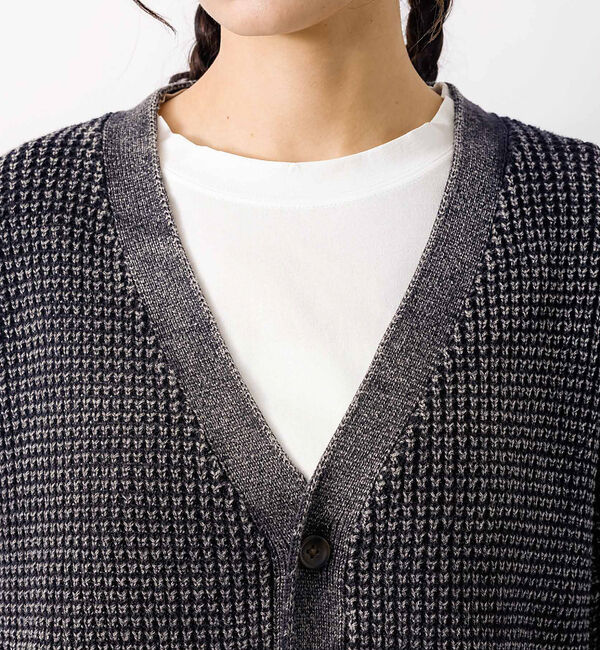 ABAHOUSE「【Revo.レボ】パウダーブリーチ加工ワッフルコットンニットカーディガン/ユニセ」|カーディガン|
