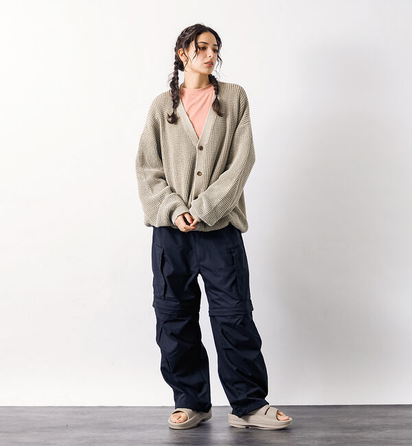 ABAHOUSE「【Revo.レボ】パウダーブリーチ加工ワッフルコットンニットカーディガン/ユニセ」|カーディガン|