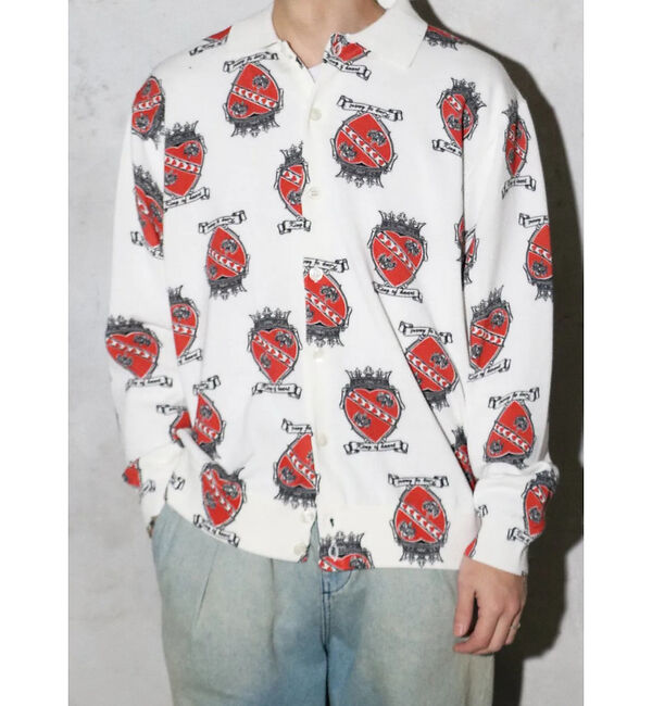 ABAHOUSE「【TOWNCRAFT 】PRINTED POLO CARDIGAN/ポロカーディ」|カーディガン|ホワイト