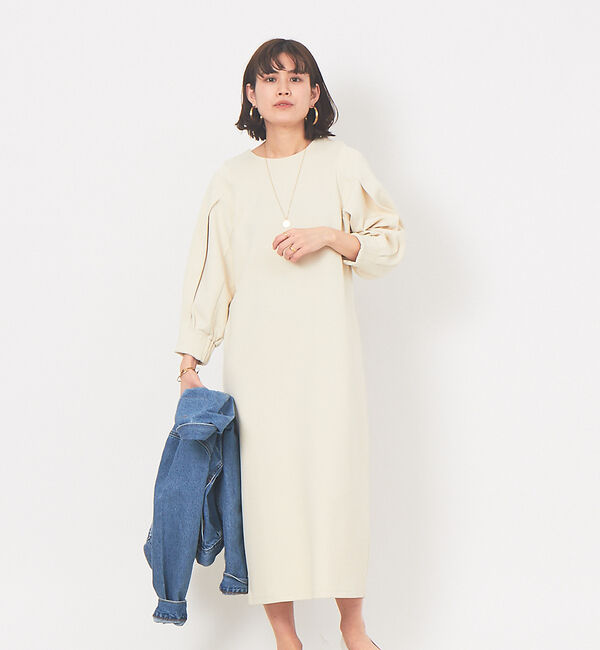 Rouge vif「ボリュームスリーブダンボールワンピース」|ワンピース|ベージュ