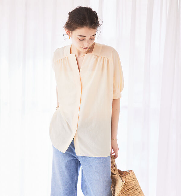 Rouge vif「ギャザーショートシャツ」|シャツ・ブラウス|