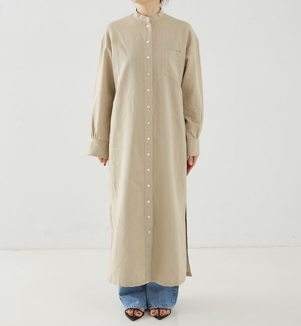 Rouge vif「麻混長袖シャツワンピース」|ワンピース|