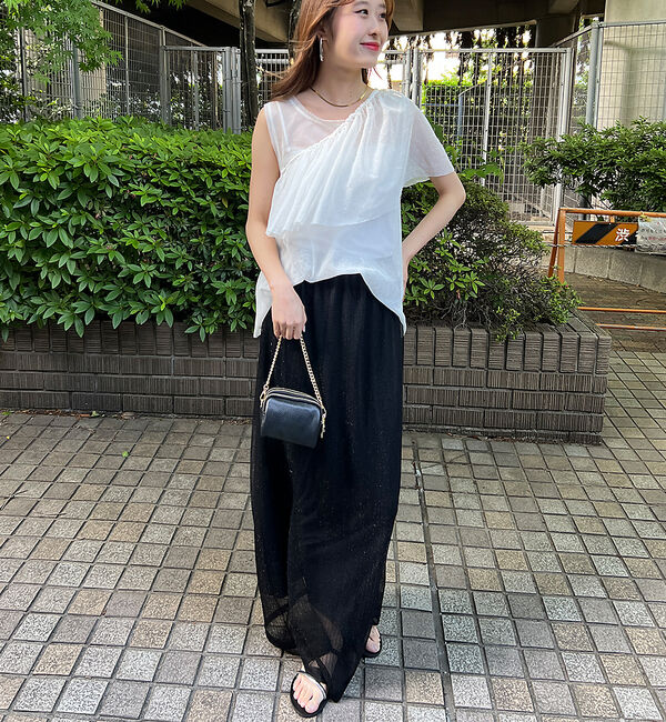 Rouge vif「針抜きリブシアーメタリックニットスカート」|スカート|