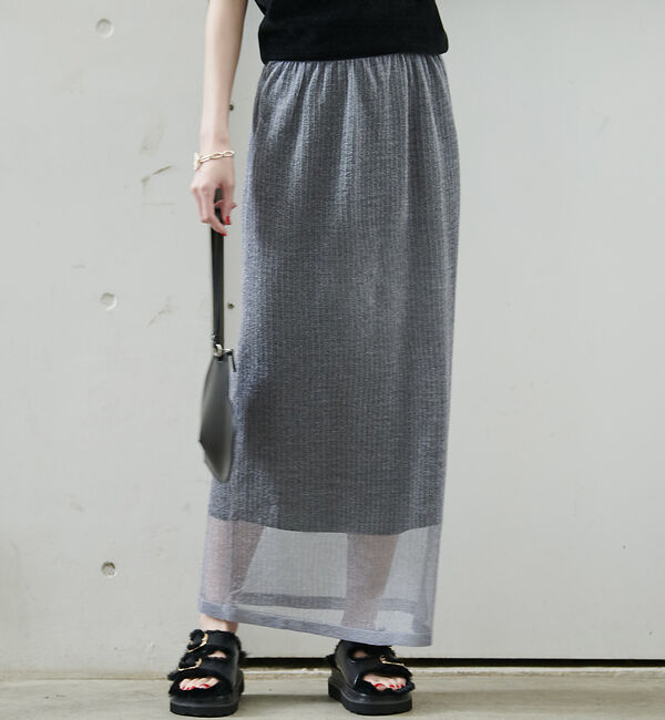 Rouge vif「針抜きリブシアーメタリックニットスカート」|スカート|