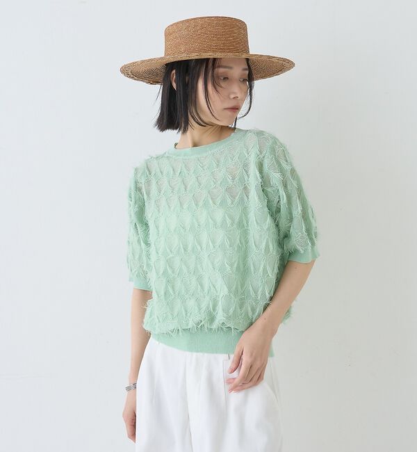 Rouge vif「ドットシアーフリンジニット」|ニット・セーター|