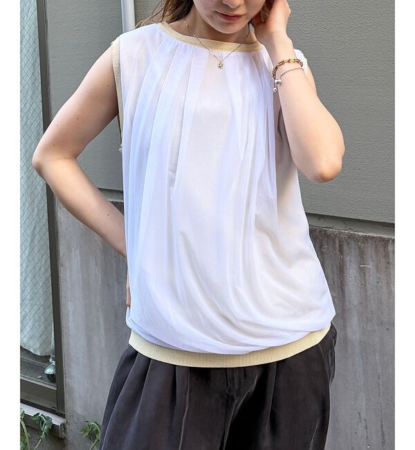 Rouge vif「【一部店舗限定】チュールレイヤードニットトップス【予約】」|ニット・セーター|