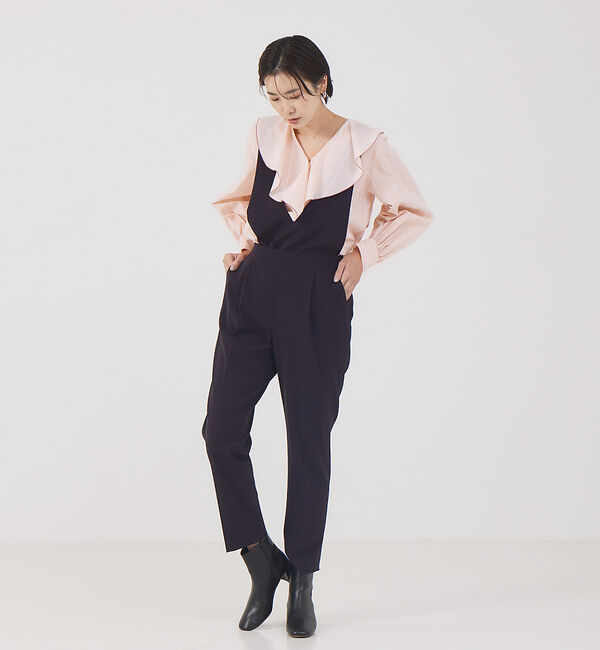 qualite「《セットアップ対応》サロペット付センタープレスパンツ」|オールインワン|ネイビー