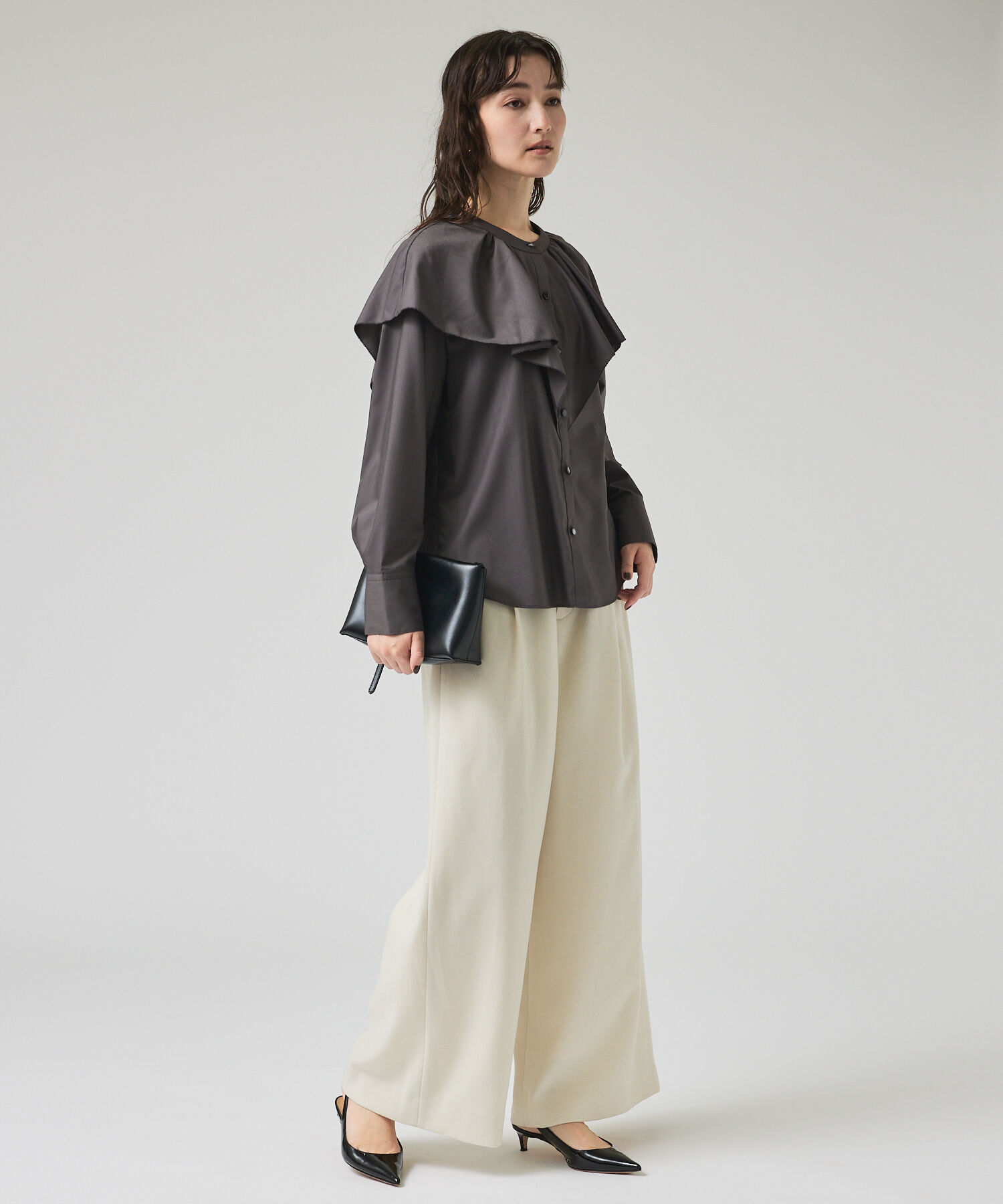 qualite「ラッフルショールブラウス」|シャツ・ブラウス|