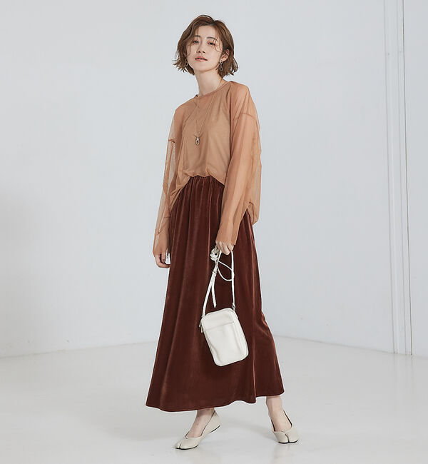 abahouse mavie「ベロア&プリントマーメイドスカート」|スカート|