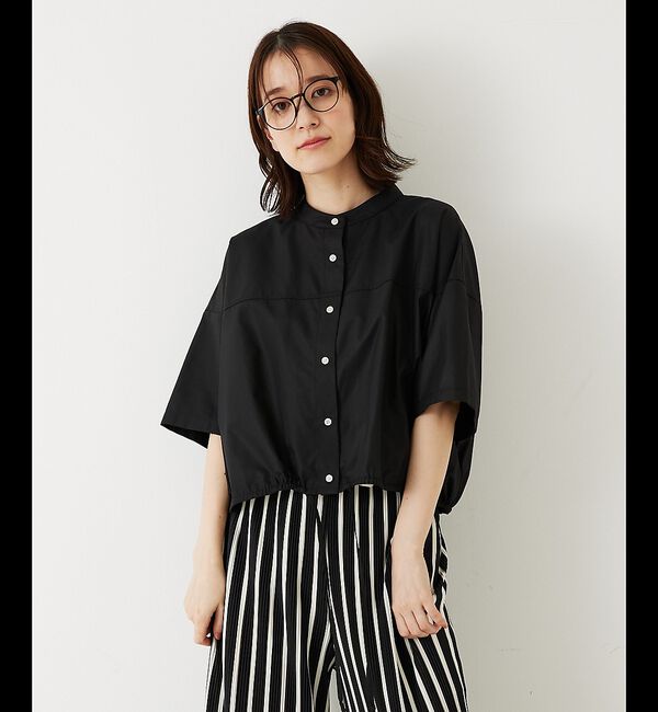 abahouse mavie「ドロストショートシャツ」|シャツ・ブラウス|ブラック
