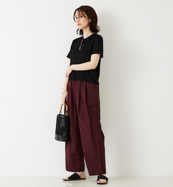 abahouse mavie「シャイニータフタワイドテーパードパンツ」|その他|