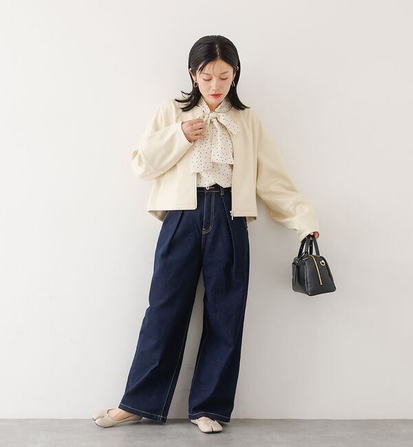 abahouse mavie「ソフトレザーライクジップブルゾン」|ブルゾン・スタジャン|