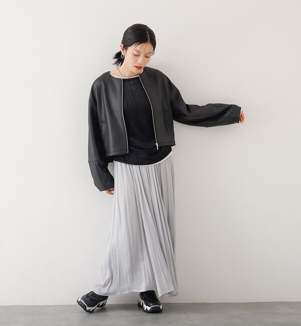 abahouse mavie「ソフトレザーライクジップブルゾン」|ブルゾン・スタジャン|