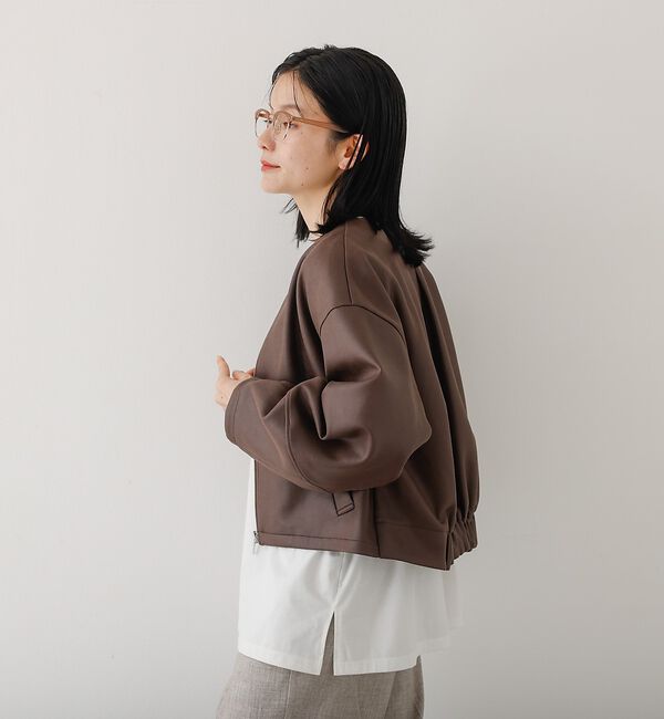 abahouse mavie「ソフトレザーライクジップブルゾン」|ブルゾン・スタジャン|