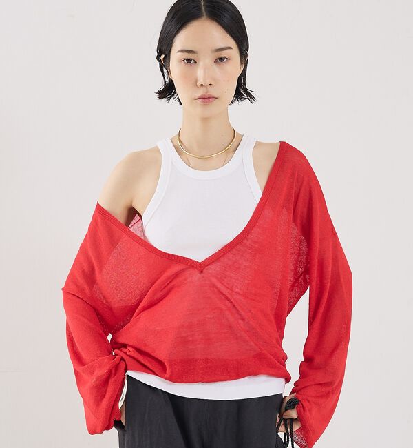 The Store by C' 「【COCUCA】リネンVネックニット」|ニット・セーター|