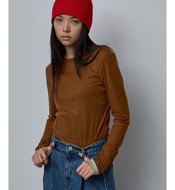 NOMINE「ダブルスリーブ シアー ロンT」|Tシャツ・カットソー|キャメル