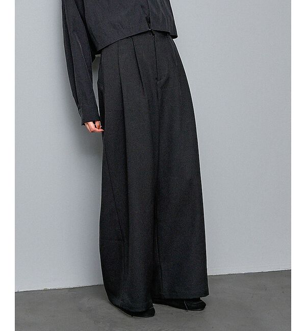 NOMINE「【セットアップ】タックワイドパンツ」|その他|ブラック