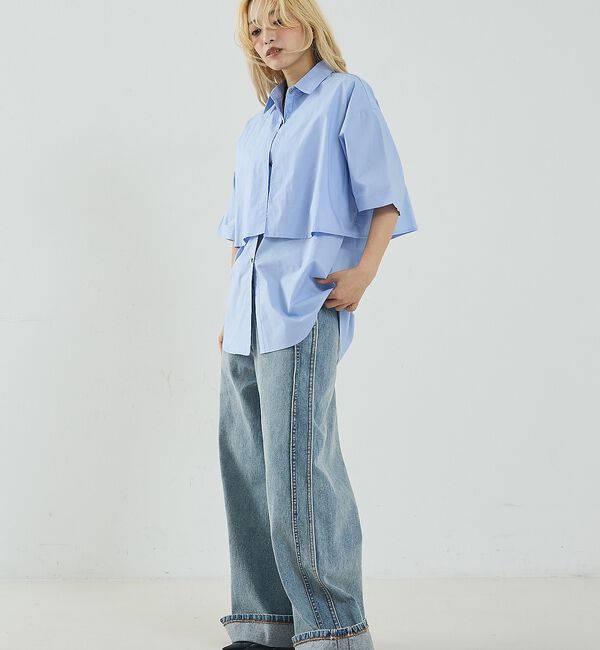 NOMINE「サイドライン ワイド デニムパンツ」|デニム|