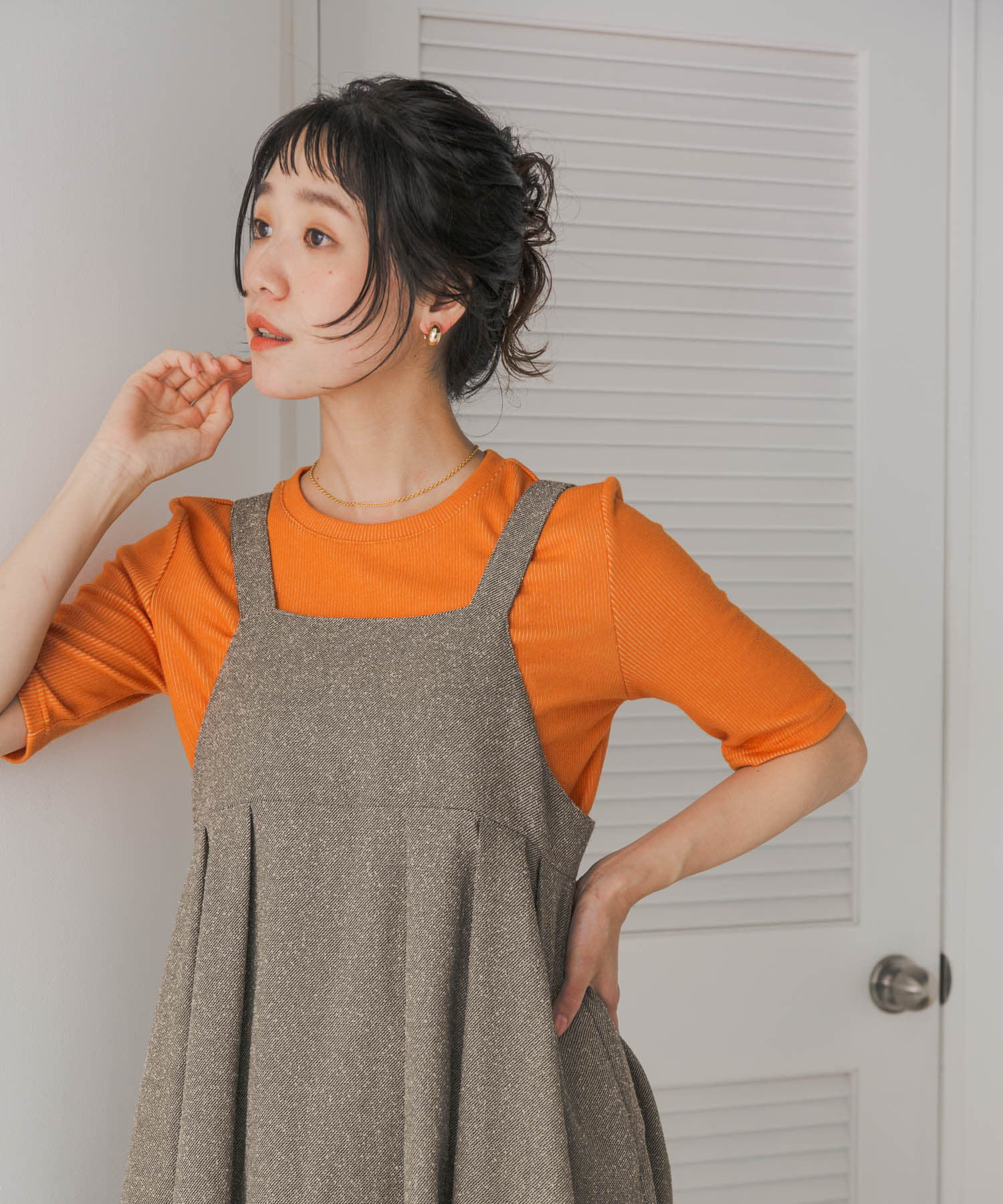 URBAN RESEARCH DOORS「配色リブ5分袖プルオーバー」|Tシャツ・カットソー|