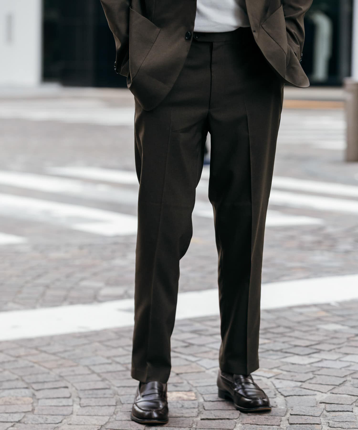 URBAN RESEARCH DOORS「LIFE STYLE TAILOR　リネンライクコンフォータブルパンツ」|スラックス|ブラウン系その他