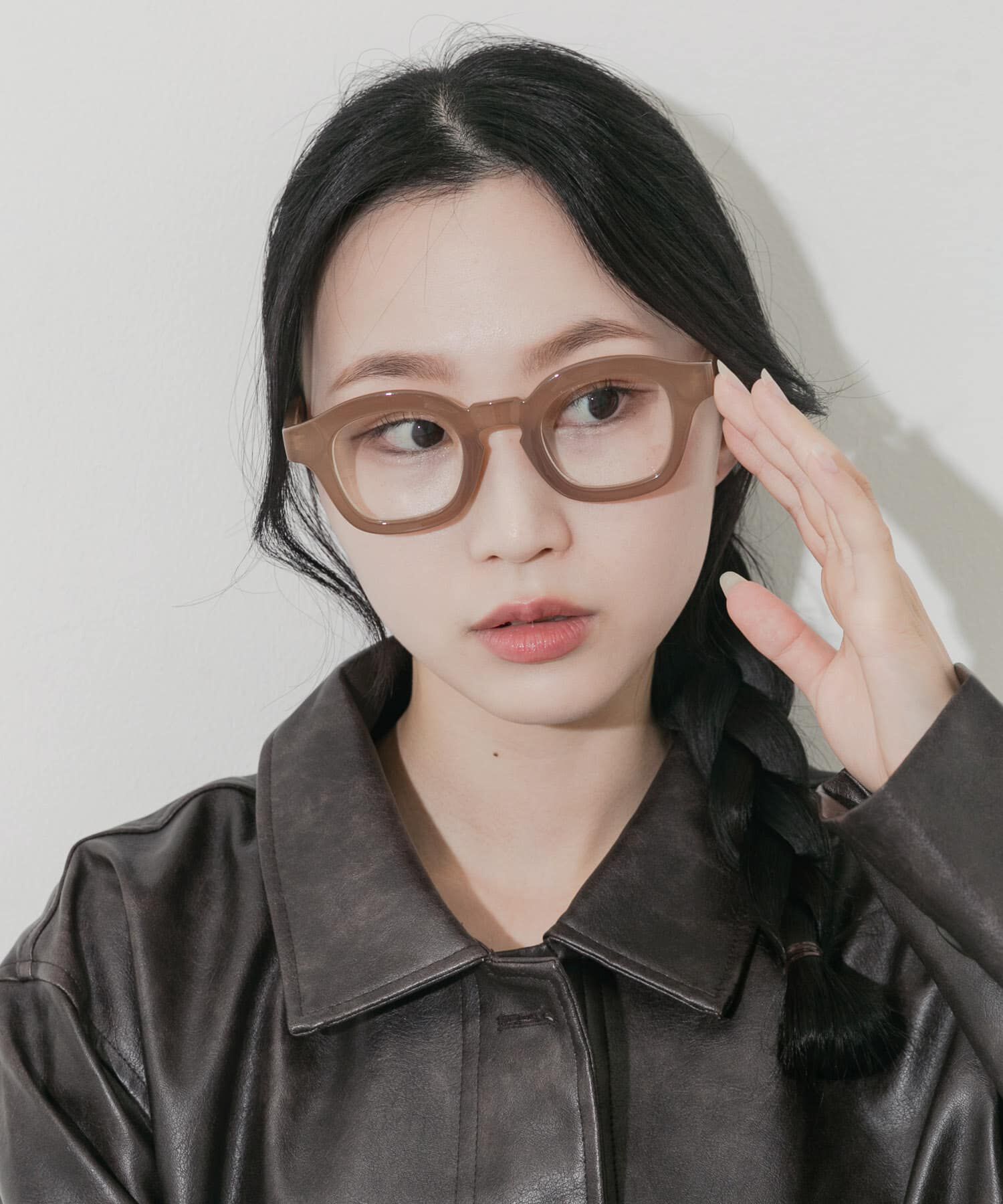 SMELLY「ワイドフレームダテメガネ」|メガネ|ベージュ